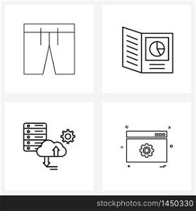 Stock Vector Icon Set of 4 Line Symbols for Bermuda, uploading, swimwear, office, web Vector Illustration