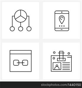 Stock Vector Icon Set of 4 Line Symbols for business, mobile, share, gps, phone Vector Illustration