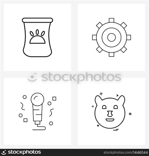 Stock Vector Icon Set of 4 Line Symbols for cat food, new, meal, marketing, year Vector Illustration