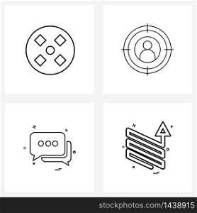 Stock Vector Icon Set of 4 Line Symbols for cd, message, target, messages, direction Vector Illustration