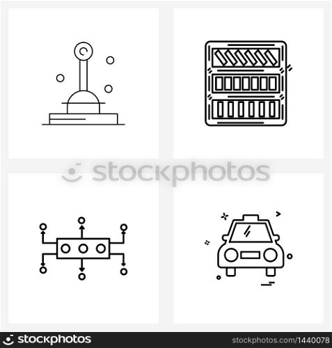 Stock Vector Icon Set of 4 Line Symbols for control, network, industry, books, internet Vector Illustration