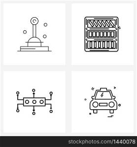 Stock Vector Icon Set of 4 Line Symbols for control, network, industry, books, internet Vector Illustration