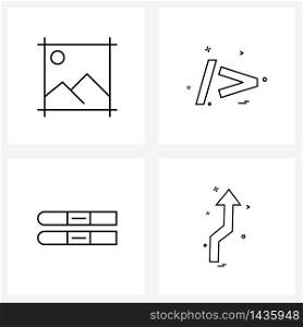 Stock Vector Icon Set of 4 Line Symbols for crop; code; picture; math&rsquo;s; game Vector Illustration