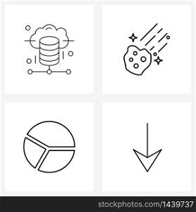 Stock Vector Icon Set of 4 Line Symbols for data, graph, astrology, planet, arrow Vector Illustration