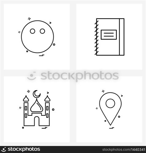 Stock Vector Icon Set of 4 Line Symbols for emoji, office, silent, data, religious Vector Illustration