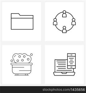 Stock Vector Icon Set of 4 Line Symbols for empty, baby, business, network, banking Vector Illustration