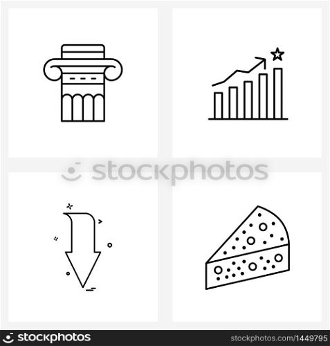 Stock Vector Icon Set of 4 Line Symbols for eraser, arrow, rubber, growth, arrows Vector Illustration