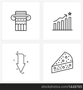 Stock Vector Icon Set of 4 Line Symbols for eraser, arrow, rubber, growth, arrows Vector Illustration