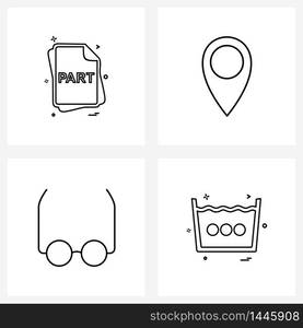 Stock Vector Icon Set of 4 Line Symbols for file, geek, files, map, read Vector Illustration