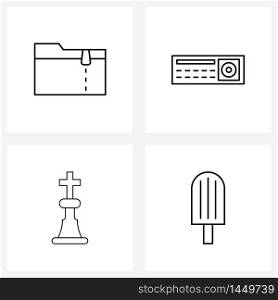 Stock Vector Icon Set of 4 Line Symbols for folder, economy, file, device, money Vector Illustration