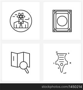 Stock Vector Icon Set of 4 Line Symbols for nuclear avatar, navigation, hard, find, nib Vector Illustration