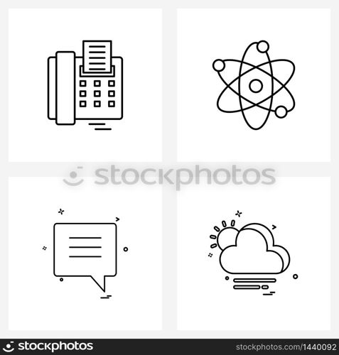 Stock Vector Icon Set of 4 Line Symbols for telephone, sms, fax, medical sign, cloud Vector Illustration