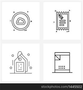 Stock Vector Icon Set of 4 Line Symbols for ui, price, cloud, invoice, basic Vector Illustration