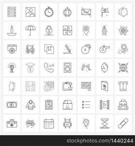 Stock Vector Icon Set of 49 Line Symbols for chat, no, timer, new year, lantern Vector Illustration