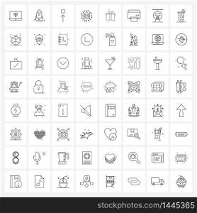 Stock Vector Icon Set of 64 Line Symbols for gift box, surprise, up, gift, email marketing Vector Illustration