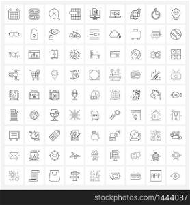 Stock Vector Icon Set of 81 Line Symbols for email, row, switch, extract, cross Vector Illustration