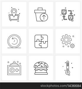 Stock Vector Icon Set of 9 Line Symbols for business, gaming, trash, multimedia, sync Vector Illustration
