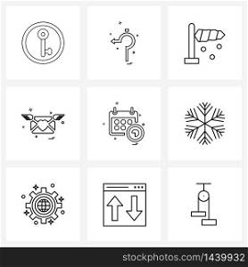 Stock Vector Icon Set of 9 Line Symbols for menu, valentine&rsquo;s day, left, heart, love Vector Illustration