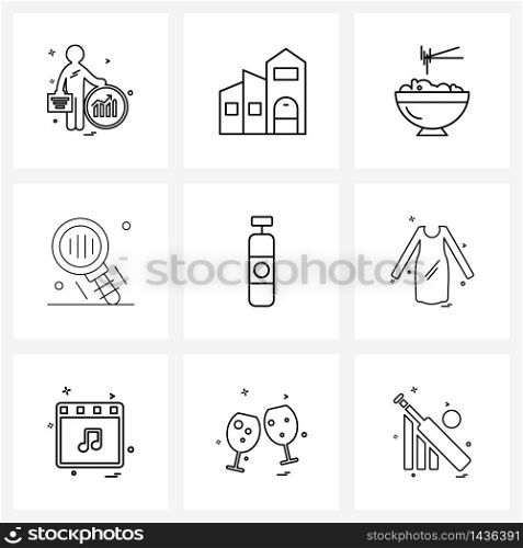 Stock Vector Icon Set of 9 Line Symbols for oxygen tank, nautical, food, dive, logistics Vector Illustration