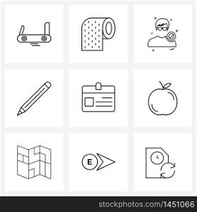 Stock Vector Icon Set of 9 Line Symbols for pen, edit, tissue, change, avatar Vector Illustration