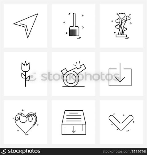 Stock Vector Icon Set of 9 Line Symbols for referee, science, valentine, plant, flower Vector Illustration