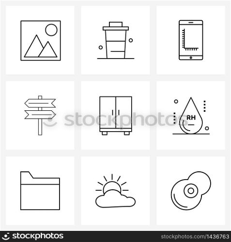 Stock Vector Icon Set of 9 Line Symbols for sign, past, paper, future, chart Vector Illustration
