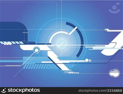 Stock Vector Illustration: Blue Techno Background . Great uses in almost any design .