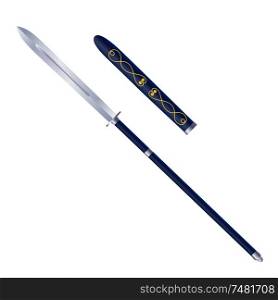 Stock Vector Japanese traditional spears on a white background. Ancient weapon. Subject on a white background isolate. Medieval weapons infantryman.