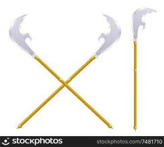 Stock Vector spears on a white background. Ancient weapon. Subject on a white background isolate. Medieval weapons infantryman.