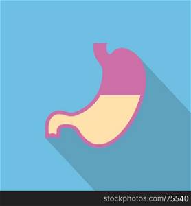 stomach icon. flat design. Stomach icon with long shadow. Flat style