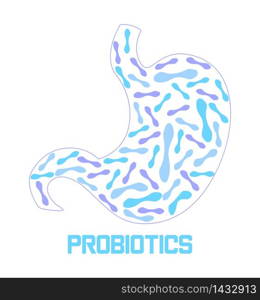 Stomach is getting probiotic bacteria, lactobacillus. Healthcare logo, immunity support concept vector for banner, poster, flyer, website. Symbol of useful milk products.. Stomach is getting probiotic bacteria, lactobacillus. Healthcare logo, immunity support concept vector for banner, poster, flyer, website. Symbol of useful milk