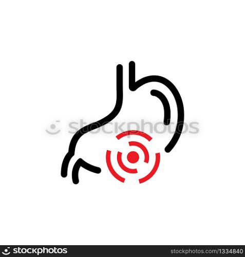 Stomach pain icon in linear style on a white background. Vector EPS 10