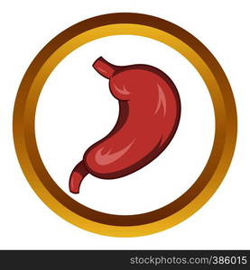 Stomach vector icon in golden circle, cartoon style isolated on white background. Stomach vector icon