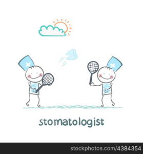 stomatologist playing badminton tooth