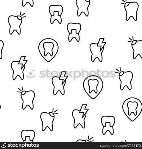 Stomatology And Dentistry Vector Seamless Pattern Thin Line Illustration. Stomatology And Dentistry Vector Seamless Pattern