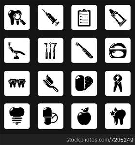 Stomatology dental icons set. Simple illustration of 16 stomatology dental vector icons for web. Stomatology dental icons set, simple style