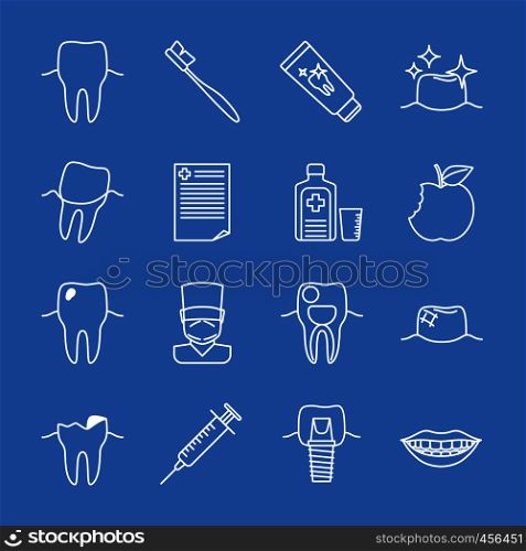 Stomatology dental line icons. Vector stomatology signs and dental health thin line symbols. Stomatology dental line icons