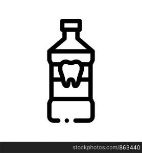 Stomatology Dentist Tooth Wash Vector Sign Icon. Tooth Wash Liquid, Instrument Tool And Device Linear Pictogram. Chairside Assistance Dental Health Service Monochrome Contour Illustration. Stomatology Dentist Tooth Wash Vector Sign Icon