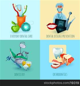 Stomatology design concept set with everyday dental care disease prevention dentistry and orthodontics icons isolated vector illustration. Stomatology Design Concept