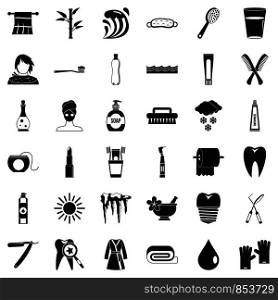Stomatology icons set. Simple style of 36 stomatology vector icons for web isolated on white background. Stomatology icons set, simple style
