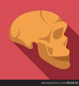 Stone age man skull icon. Flat illustration of stone age man skull vector icon for web design. Stone age man skull icon, flat style