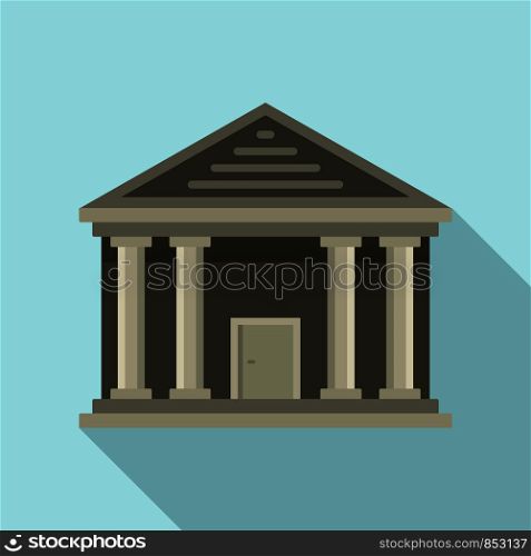Stone courthouse icon. Flat illustration of stone courthouse vector icon for web design. Stone courthouse icon, flat style