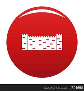 Stone fence icon. Simple illustration of stone fence vector icon for any design red. Stone fence icon vector red