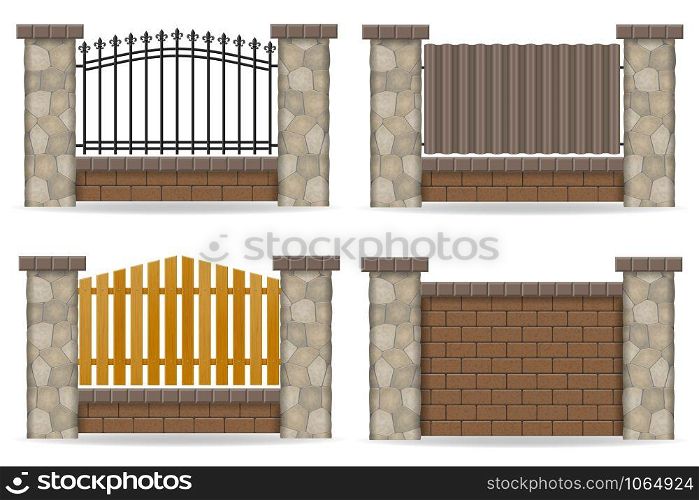 stone fence vector illustration isolated on white background