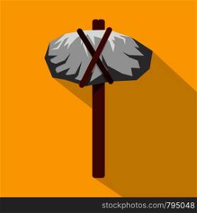 Stone hammer icon. Flat illustration of stone hammer vector icon for web. Stone hammer icon, flat style
