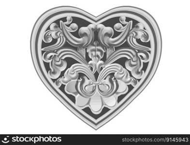 stone heart. abstract vector illustration isolated on white background