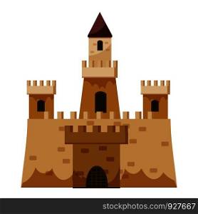 Stone historical castle icon. Cartoon illustration of castle vector icon for web. Stone historical castle icon, cartoon style