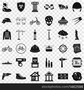Stone icons set. Simple style of 36 stone vector icons for web for any design. Stone icons set, simple style