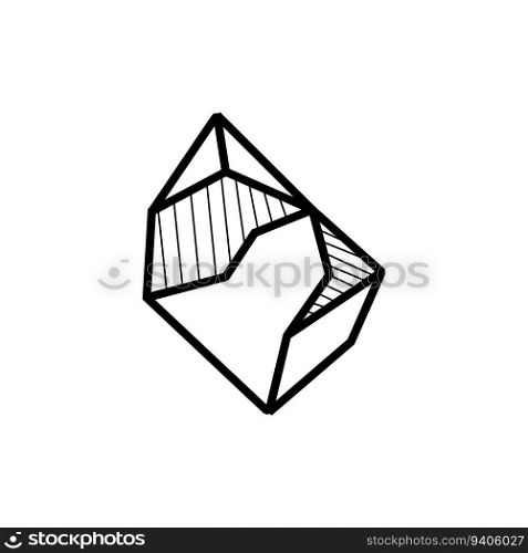 Stone Logo, Natural Stone Abstract, Outline Design, Vector Luxury Vintage Emerald Gemstone Jewelry