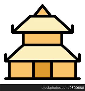 Stone pagoda icon outline vector. Chinese temple. Tree style color flat. Stone pagoda icon vector flat